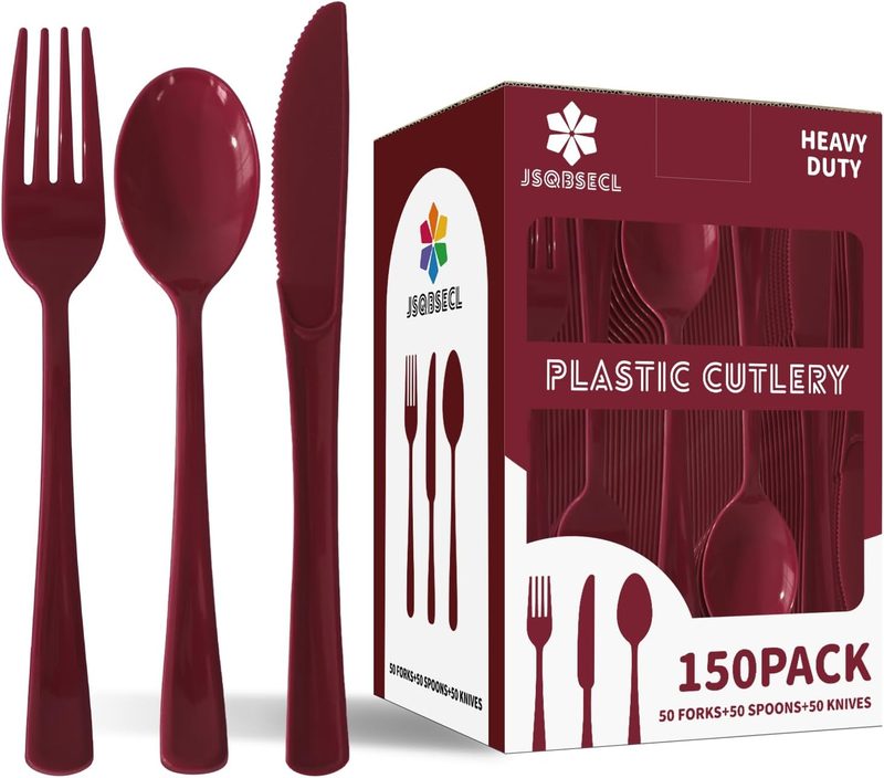 JSQBSECL Burgundy disposable tableware