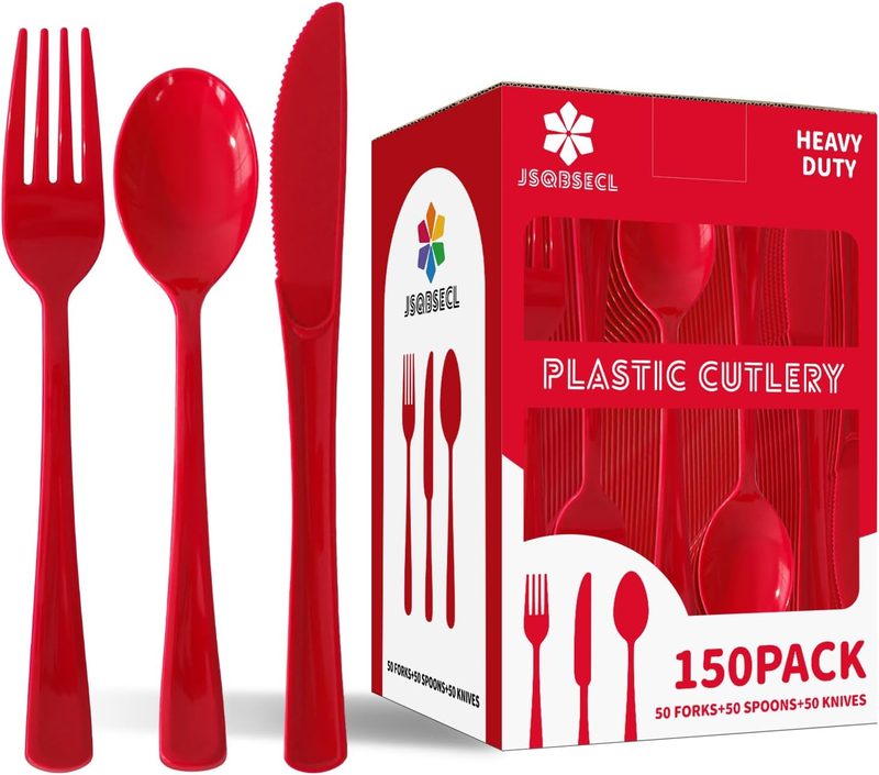 JSQBSECL Red 150 pcs x 50/50/50 disposable tableware