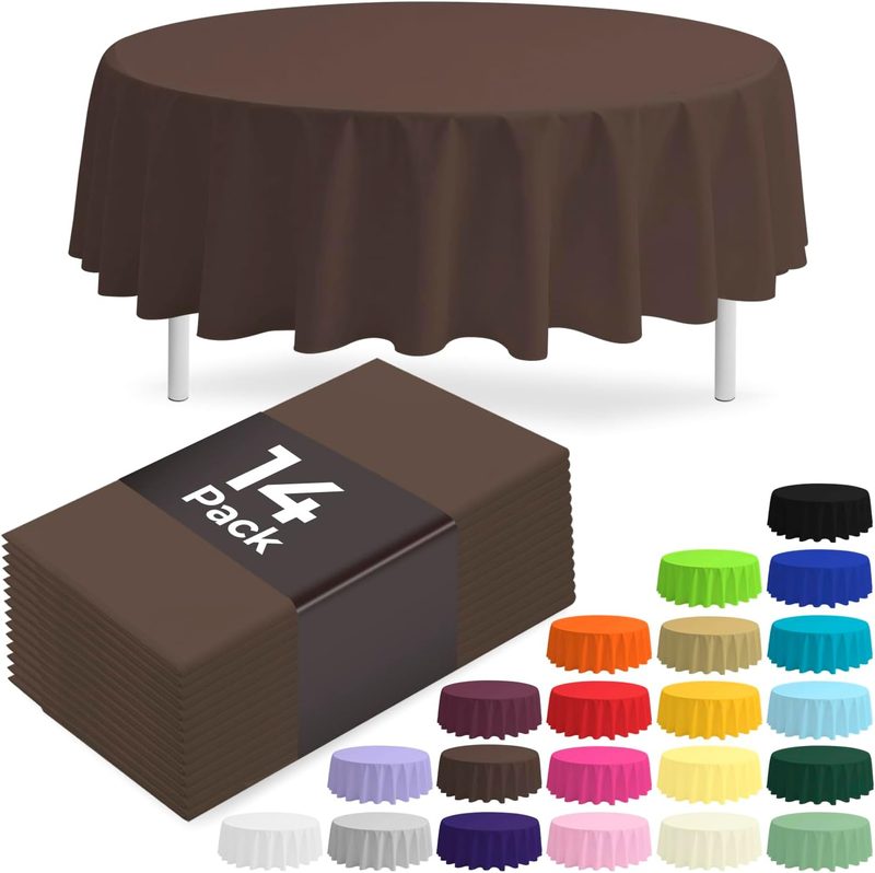 JSQBSECL Brown 14 pack x 84 in round disposable tableware