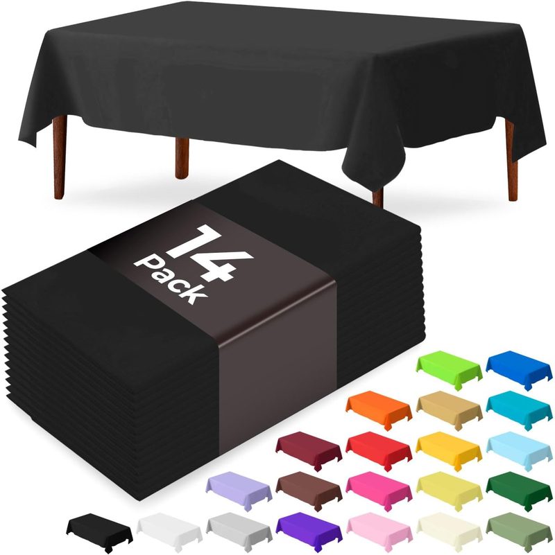 JSQBSECL Black 14 pack x 54 x 108 in disposable tableware