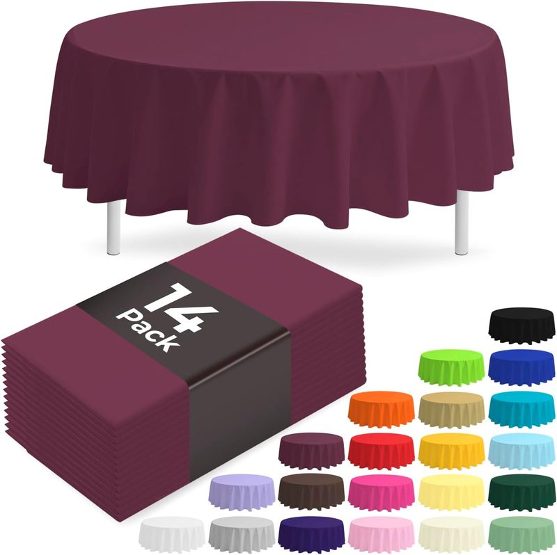 JSQBSECL Burgundy 14 pack x 84 in round disposable tableware