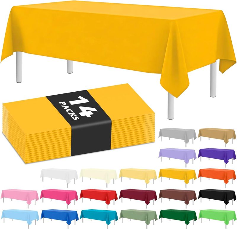 JSQBSECL Yellow 14 pack x 54 x 108 in disposable tableware